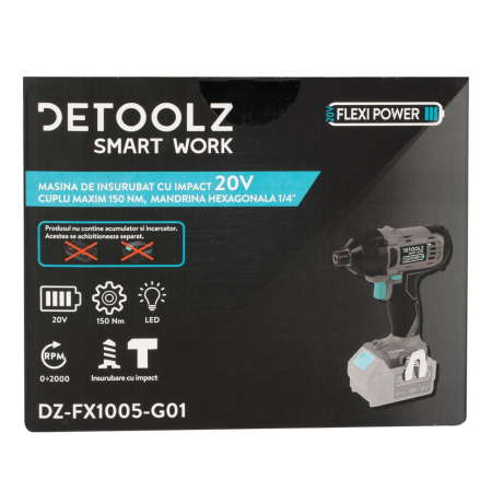 Masina de insurubat cu impact 20V, cuplu maxim 150 Nm, mandrina hexagonala 1/4" [15]