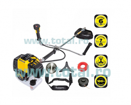 Motocoase - MOTOCOASA GOSPODARUL PROFESIONIST, GP-55 - 6 CP, BENZINA 2T, 7 ACCESORII