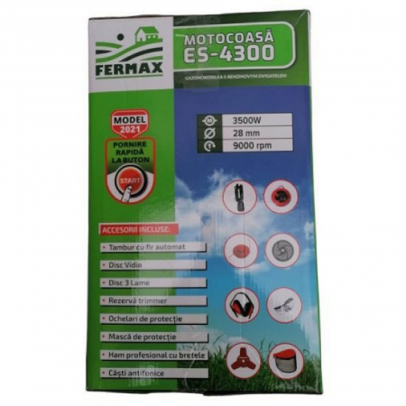Motocositoare pe benzina Fermax ES-4300, cu pornire electrica si manuala, 4.7 CP, 9000 rpm, 8 accesorii incluse [1]