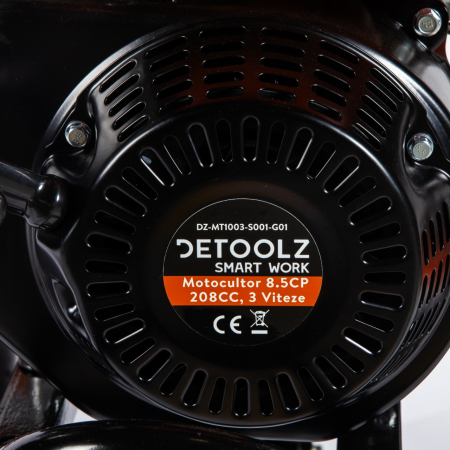 Motocultor DETOOLZ 8.5CP 208CC, benzina,4T, 3 viteze, pornire manuala, cu roti [3]