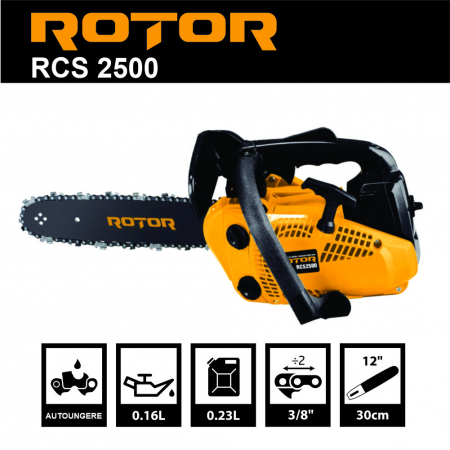 Casa, gradina si ferma - Motoferastrau pe benzina, Drujba, ROTOR RCS2500, 25.4CC, 1100W, 1.5CP, 8500RPM, lama 30cm