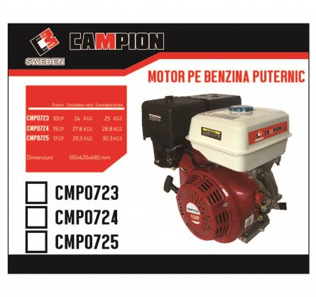 Motor motocultor / uz general Campion, 15CP, ax 25mm, 4 timpi, ax cilindric orizontal cu pana [3]
