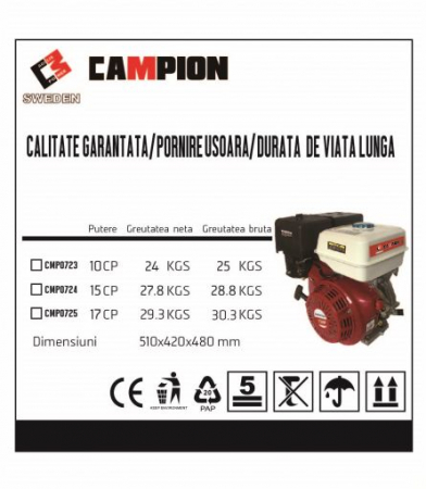 Motor motocultor / uz general Campion, 15CP, ax 25mm, 4 timpi, ax cilindric orizontal cu pana [4]
