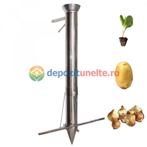 Plantator manual de rasaduri din INOX, tija picior, 3 lame deschidere, distantier, Micul Fermier GF-0132 [3]