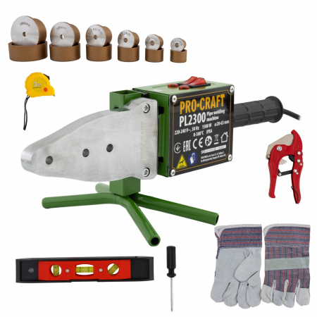 Pistoale de lipit - Plita de sudură PPR PL2300 PROCRAFT – 1500W, 6 bacuri, control precis al temperaturii, set complet pentru instalații sanitare
