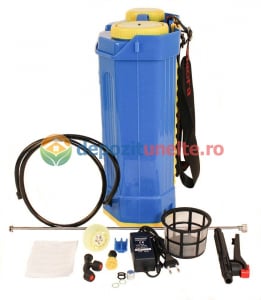 Pompa stropit electrica Pandora 20 Litri, 5,5 Bar + regulator presiune, vermorel cu baterie acumulator 12V, 8AH [14]