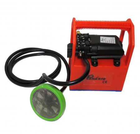 Pompa de stropit cu presiune cu doua motoare 12Vdc alimentata cu acumulator 12Ah - Pandora GF-1523, presiune 5,5-7,5 bar  cu cadru PORTABIL cu maner Grandepo [17]