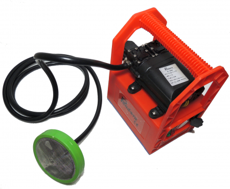 Pompa de stropit cu presiune cu doua motoare 12Vdc alimentata cu acumulator 12Ah - Pandora GF-1523, presiune 5,5-7,5 bar  cu cadru PORTABIL cu maner Grandepo [8]