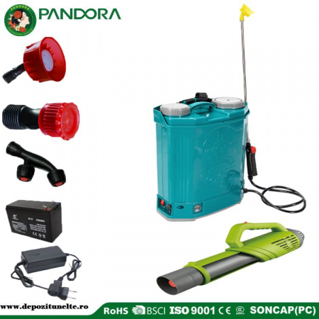 Pompe de stropit electrice - Pompa de stropit electrica Pandora   20 Litri (Micul Fermier) 5,5 Bari  12Vdc + Atomizor electric portabil 80W 12Vdc