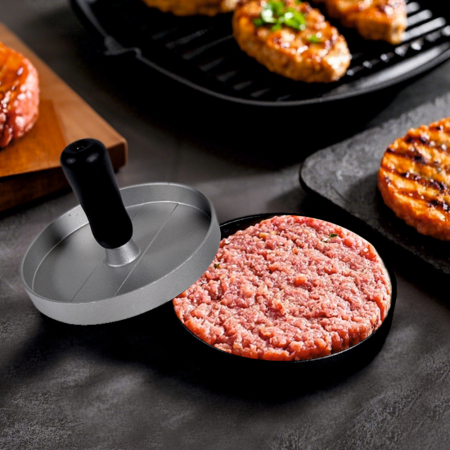 Presa pentru hamburger din aluminiu KLUGMEISTER KY1280HP, baza de plastic cu maner [2]