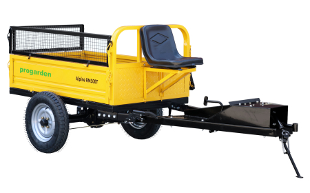 Import - ProGARDEN Alpine RM500T Remorca cu tractiune 500kg cu obloane, 1 osie, prindere bolt pentru motocultor, roti profil rutier 5.00-12, 4 prezoane, RIM 3.50B