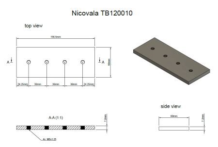 Progarden Nicovala 156.5x60x7.2mm pentru TB120, TB120E [1]