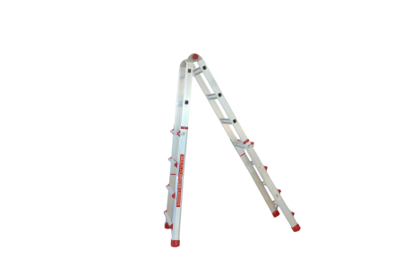 Scara multifunctionala din aluminiu cu balama MESTERINO TOOLS JL-404S-4X4, 3.9 metri, 4x4 trepte, greutate maxima 150 kg [4]