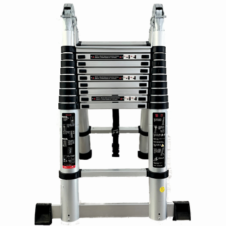 Scara telescopica din aluminiu cu balama MESTERINO TOOLS JL-102-2X3.1, 3.1+3.1 metri, 2x10 trepte, greutate maxima 150 kg [1]