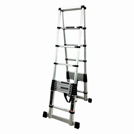 Scara telescopica din aluminiu dubla MESTERINO TOOLS JL-101-2X3.2, 3.2+3.2 metri, 2x11 trepte, greutate maxima 150 kg [1]