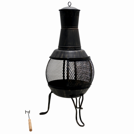 Semineu pentru terasa KLUGMEISTER KY1822M, material otel, capac superior, gratar interior, dimensiuni 43x43x91 cm [1]