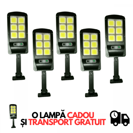 Scule si echipamente - Set 5 x Lampa cu Incarcare Solara , 120 LED-uri COB, telecomanda inclusa + 1 Lampa cadou