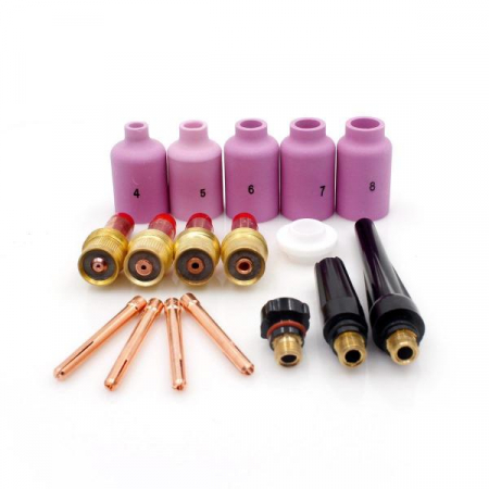 Accesorii sudura TIG - 55196 Set echipare pistolet TIG-WIG cu lentile de gaz (17 accesorii)