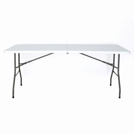 Set masa pliabila 4 persoane din otel cu HDPE 180x70x74 cm + doua banci pliabile din otel si HDPE 183x28x43cm, MESTERINO FURNITURE KJC2061-SET, culoare alba [2]