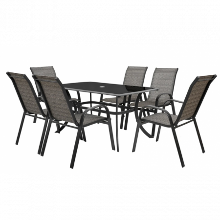 Mobilier pentru gradina - Set mobilier pentru gradina HECHT Honey Set 6, aluminiu/sticla, masa 150 x 90 x 72 cm, 6 x scaune 58 x 74 x 97 cm