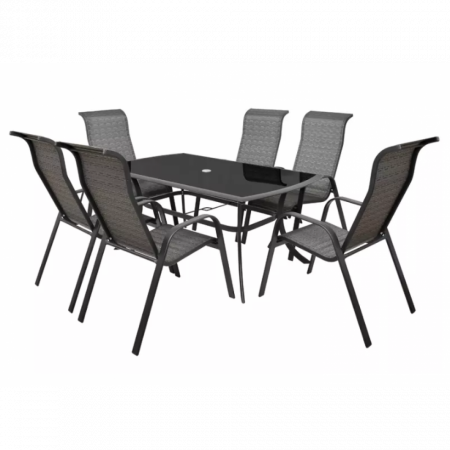 Teasc struguri - Set mobilier pentru gradina HECHT Honey Set Maxi, aluminiu/sticla, masa 168 x 97 x 72 cm, 6 x scaune 57 x 86 x 111 cm