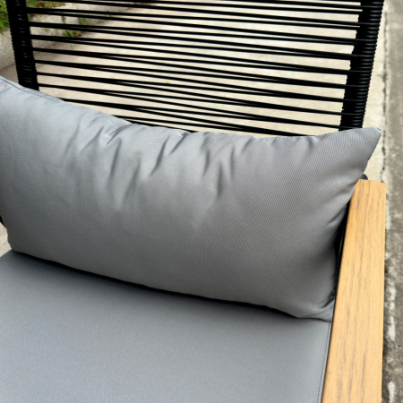 Set mobilier terasa/gradina KLUGMEISTER KJF3298, doua fotolii + canapea + masuta, cu perne incluse, culoare gri/negru [5]