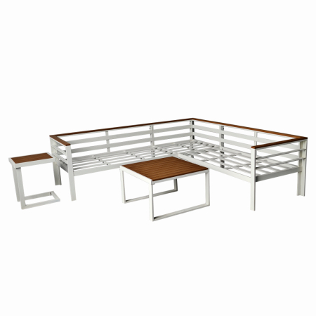 Set mobilier terasa/gradina KLUGMEISTER KJFA003, coltar 5 locuri si masa cu cadru de aluminiu, culoare gri [2]