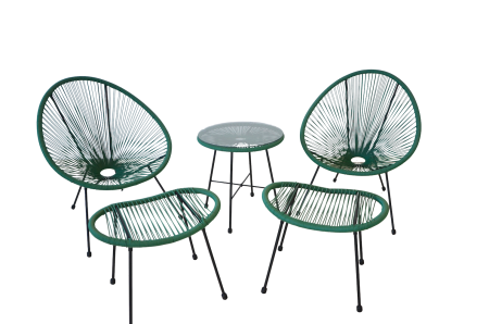 Set mobilier terasa/gradina KLUGMEISTER KLFC042, doua scaune + masa + doua suporturi picioare, verde [2]
