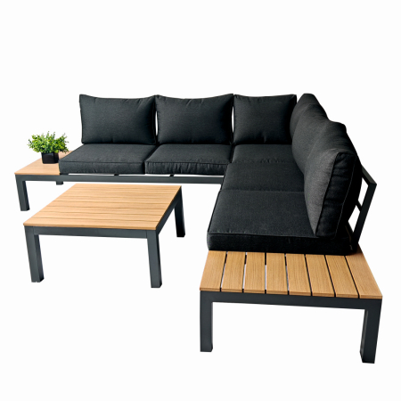 Set mobilier terasa/gradina premium din aluminiu si polywood KLUGMEISTER KJF4313, 4 piese (perne incluse), culoare gri [1]