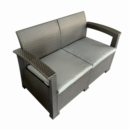 Set mobilier terasa/gradina tip ratan KLUGMEISTER KJF3132, canapea + doua fotolii + masa, culoare gri [3]