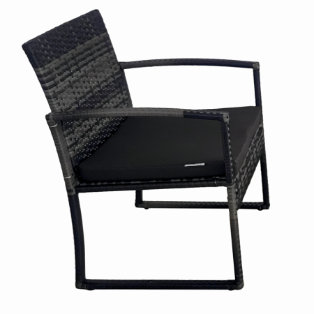 Set mobilier terasa/gradina tip ratan KLUGMEISTER KJF4965, canapea + doua fotolii + masuta din sticla securizata, culoare gri [4]