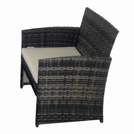 Set mobilier terasa/gradina tip ratan KLUGMEISTER KJFR030, canapea + doua fotolii + masuta din sticla securizata, culoare gri [3]