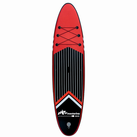 Set placa gonflabila Stand Up Paddle Mesterino Aqua SUP081, 320x81x15cm, geantă de transport, vasla, pompa, scaun, lesa, kit de reparatii, culoare Abstract Negru-Rosu [2]