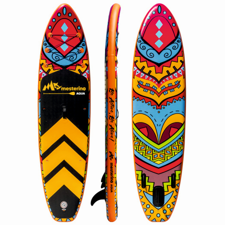 Set placa gonflabila Stand Up Paddle Mesterino Aqua SUP083, 320x81x15cm, geantă de transport, vasla, pompa, scaun, lesa, kit de reparatii, design Tribal [1]