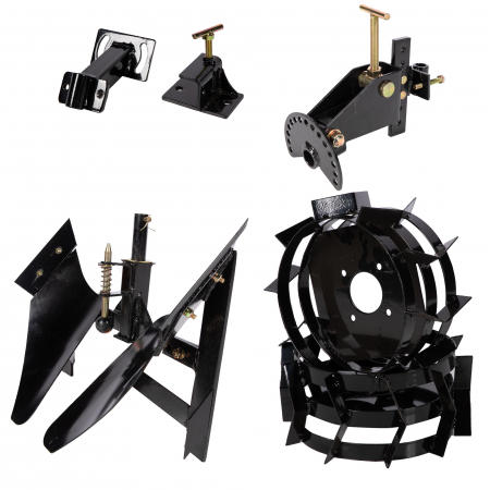 Accesorii motosape si motocultoare - Set plug reversibil mare, adaptor, roti metal 5.0-12
