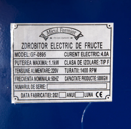 Set Zdrobitor fructe electric Micul Fermier, 500 Kg/ora + Teasc Inox 25L [8]