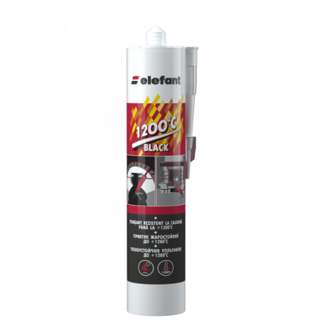 Casa, gradina si ferma - Silicon ELEFANT +1200 C BLACK, 300ml, Negru