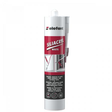 Echipamente constructii - Silicon ELEFANT SILIACRYL WHITE, 300ml, Alb