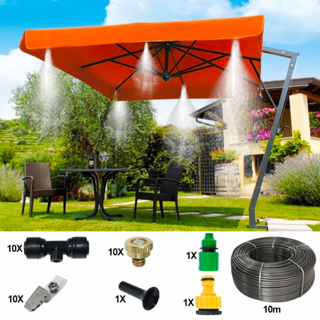 Sistem racire exterioara terase racire prin pulverizare 10m, 10 duze, 10 clipsuri montaj [1]