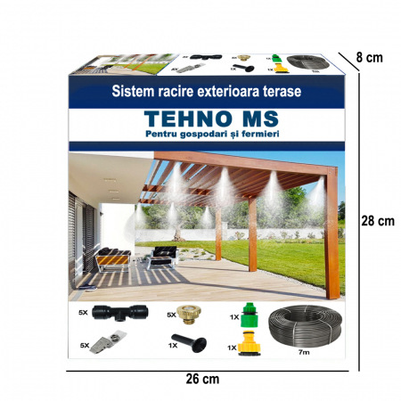 Sistem racire exterioara terase racire prin pulverizare 7m, 5 duze, 5 clipsuri montaj [6]