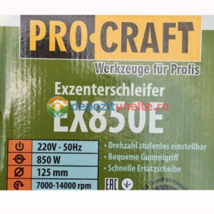 Slefuitor excentric 850W, 125mm, 14000Rpm, ProCraft EX-850E, Model 2019 [7]