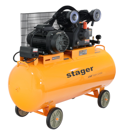 Compresoare angrenare curea - Stager Air 60C200 compresor aer, 200L, 10bar, 600L/min, trifazat, angrenare curea