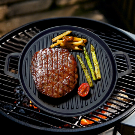 Tava rotunda din fonta pentru gratar KLUGMEISTER KY30ZT, neagra [1]