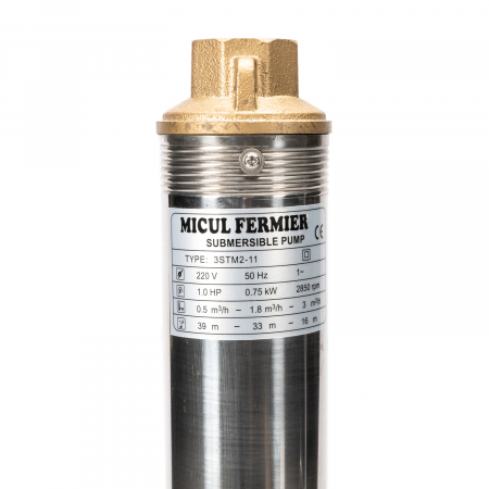 Pompa submersibila apa curata Micul Fermier GF-0710, 75QJD,corp inox, 750 W, 60 l/min debit maxim, 1" diametru conexiune, ax din inox,absorbtie 15 m, refulare 41 m [2]