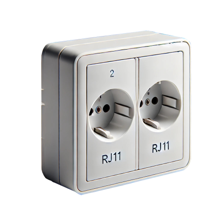 Prize, stechere, intrerupatoare - Vimar Priza modulara telefon, dubla distributie, 2xRJ11, alb