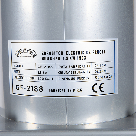 GF-2188 Zdrobitor electric de fructe 800kg/ora 1.5KW inox [1]