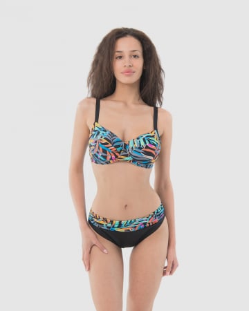 Costum de baie două piese model Alice cu sutien neburetat, slip clasic și imprimeu colorat [4]