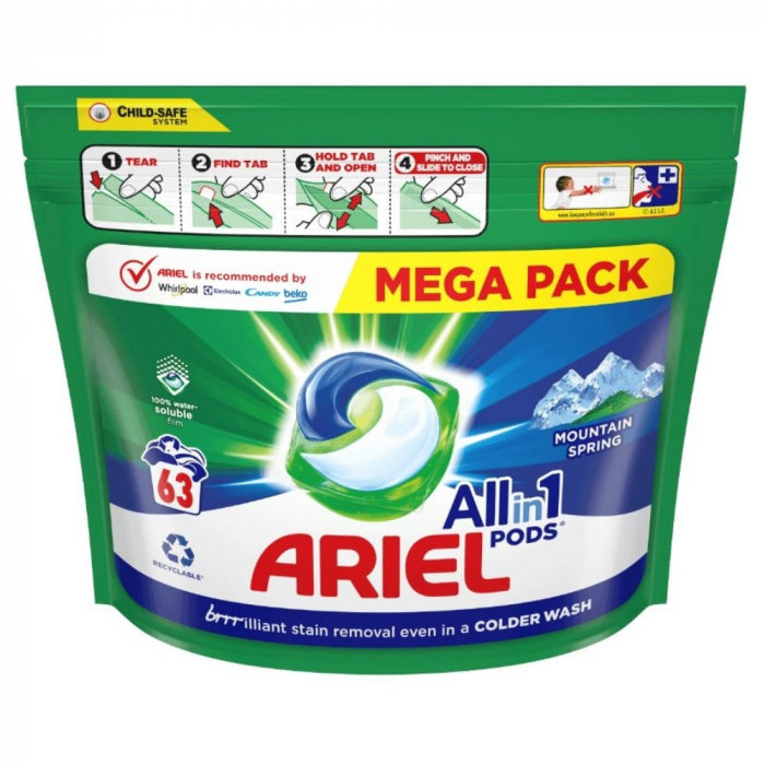 Ariel All in One Pods Mountain Spring Detergent de Rufe 63 Capsule [2]