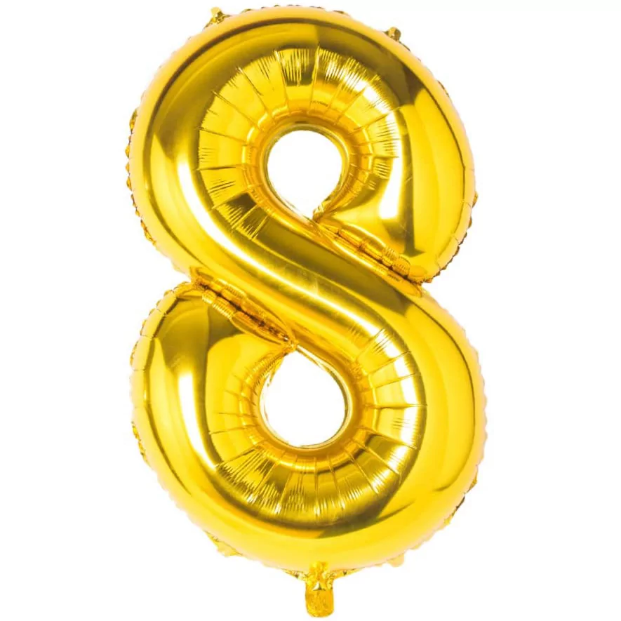 Balon Aniversare 80cm Auriu, cifra 8, 1 buc [1]