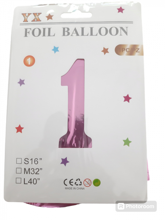 Balon Folie Cifra1 Roz 80cm [2]